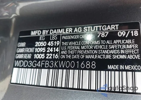 2019 Mercedes-Benz A 220 4Matic из США, поврежденный, VIN WDD3G4FB3KW001688